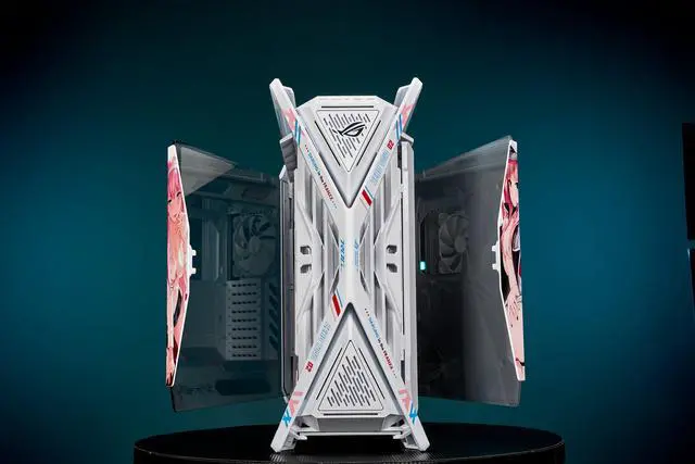 Alt view image 4 of 7 - Corn Electronics GR701 E-ATX computer case, 420 mm dual radiator support, four 140 mm fans, metal GPU holder, component storage, ARGB fan hub, 60W fast charging-DARLING in the FRANXX 02