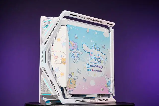 Alt view image 4 of 7 - Corn Electronics GR701 E-ATX computer case, 420 mm dual radiator support, four 140 mm fans, metal GPU holder, component storage, ARGB fan hub, 60W fast charging Cinnamoroll(White)