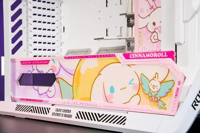 Alt view image 7 of 7 - Corn Electronics GR701 E-ATX computer case, 420 mm dual radiator support, four 140 mm fans, metal GPU holder, component storage, ARGB fan hub, 60W fast charging Cinnamoroll(White)