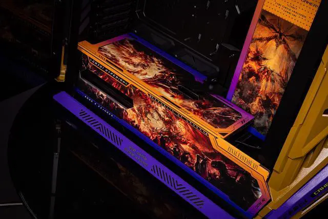 Alt view image 7 of 7 - Corn Electronics GR701 E-ATX computer case, 420 mm dual radiator support, four 140 mm fans, metal GPU holder, component storage, ARGB fan hub, 60W fast charging FINAL FANTASY FF16(Yellow)