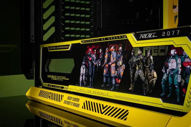 Alt view image 4 of 7 - Corn Electronics GR701 E-ATX computer case, 420 mm dual radiator support, four 140 mm fans, metal GPU holder, component storage, ARGB fan hub, 60W fast charging-Cyberpunk(Yellow)