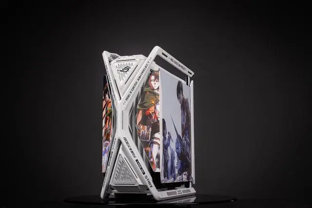 Main image of Corn Electronics GR701 E-ATX computer case, 420 mm dual radiator support, four 140 mm fans, metal GPU holder, component storage, ARGB fan hub, 60W fast charging Attack on titan-White