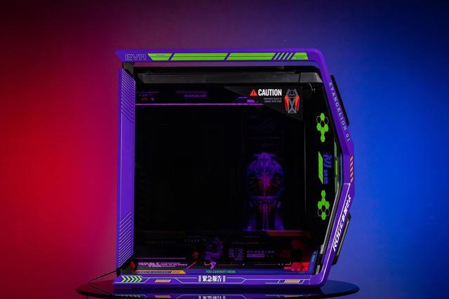 Alt view image 2 of 7 - Corn Electronics GR701 E-ATX computer case, 420 mm dual radiator support, four 140 mm fans, metal GPU holder, component storage, ARGB fan hub, 60W fast charging-Evangelion EVA-01(Purple)