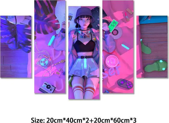 Alt view image 5 of 7 - Punk Wall Art, Frameless Wood Picture for Bedroom, Painting Wall Decor, Oil Canvas Cloth, Non-fading, Waterproof, Easy to Clean (100x60cm)