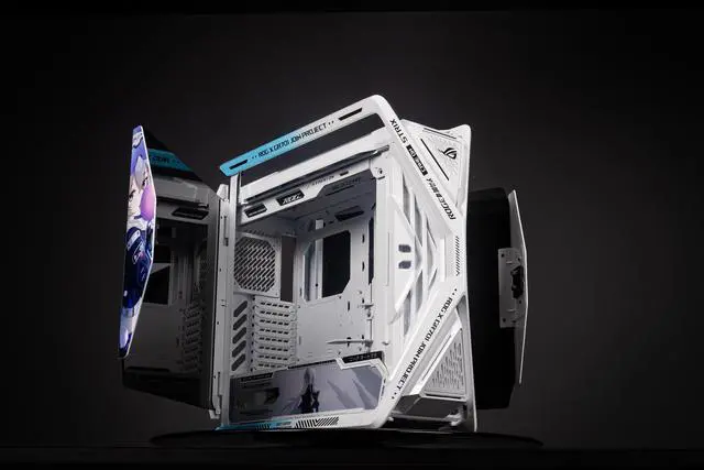 Alt view image 6 of 7 - Corn Electronics GR701 E-ATX computer case, 420 mm dual radiator support, four 140 mm fans, metal GPU holder, component storage, ARGB fan hub, 60W fast charging-NieR
