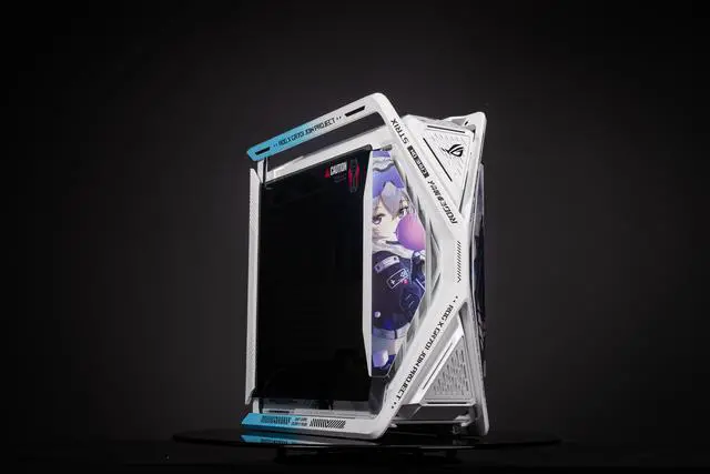 Alt view image 3 of 7 - Corn Electronics GR701 E-ATX computer case, 420 mm dual radiator support, four 140 mm fans, metal GPU holder, component storage, ARGB fan hub, 60W fast charging-NieR