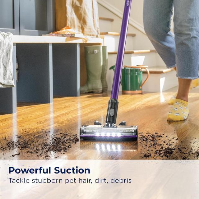 Alt view image 2 of 7 - BISSELL CleanView XR Pet 300w Lightweight Cordless Vacuum w/ Removable Battery, 40-min runtime, Deep-Cleaning Furbrush & Tangle-Free Brush Roll, LED lights, XL Tank, Dusting & Crevice Tool, Wall Mount