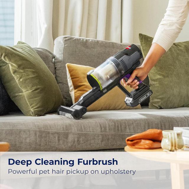 Alt view image 4 of 7 - BISSELL CleanView XR Pet 300w Lightweight Cordless Vacuum w/ Removable Battery, 40-min runtime, Deep-Cleaning Furbrush & Tangle-Free Brush Roll, LED lights, XL Tank, Dusting & Crevice Tool, Wall Mount