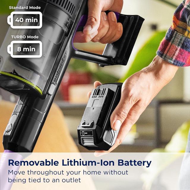 Alt view image 5 of 7 - BISSELL CleanView XR Pet 300w Lightweight Cordless Vacuum w/ Removable Battery, 40-min runtime, Deep-Cleaning Furbrush & Tangle-Free Brush Roll, LED lights, XL Tank, Dusting & Crevice Tool, Wall Mount