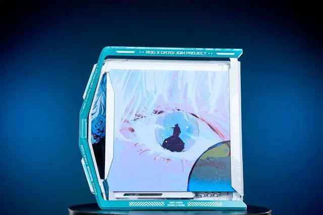 Alt view image 5 of 7 - Corn Electronics GR701 E-ATX computer case, 420 mm dual radiator support, four 140 mm fans, metal GPU holder, component storage, ARGB fan hub, 60W fast charging-Jujutsu Kaisen