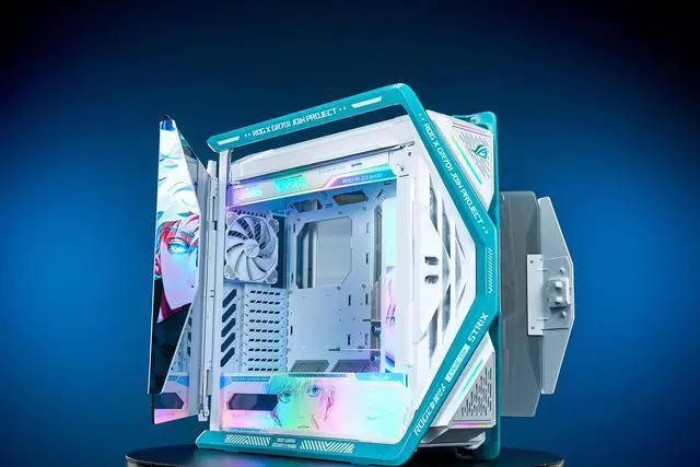 Alt view image 6 of 7 - Corn Electronics GR701 E-ATX computer case, 420 mm dual radiator support, four 140 mm fans, metal GPU holder, component storage, ARGB fan hub, 60W fast charging-Jujutsu Kaisen