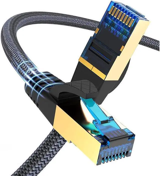 Alt view image 2 of 7 - Cat 8 Ethernet Cable 50ft, Outdoor, Indoor Nylon Braided Cat 8 Cable, Heavy Duty 26AWG 40Gbps, 2000MHz, S/FTP Patch Cord for Xbox, POE, PS5, Router