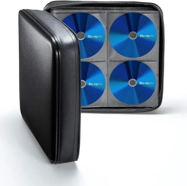 Alt view image 4 of 7 - Corn Electronics 320 Capacity CD Case, Large CD Sleeves, Portable DVD VCD Storage Box, Portable Zipper Bag, EVA Protective Blu-ray Wallet with Handle, for Car, Home, Office, Games Disc, Audio Music