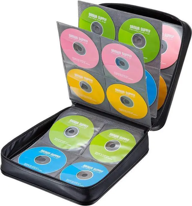 Alt view image 3 of 7 - Corn Electronics 320 Capacity CD Case, Large CD Sleeves, Portable DVD VCD Storage Box, Portable Zipper Bag, EVA Protective Blu-ray Wallet with Handle, for Car, Home, Office, Games Disc, Audio Music