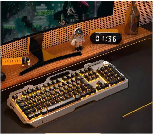 Main image of Pravix G21 Ergonomic Design, Mechanical Feeling 19 Non-conflict Keys,  Waterproof Wired Single Orange Backlit Keyboard And 2400DPI 6-button Mouse Combo