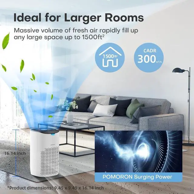 Alt view image 6 of 6 - Air Purifiers for Home Large Room Up to 1500Ft² with Air Quality Sensor&Auto Mode, UV, Efficient HEPA Air Purifiers Filter 99.97% of Pollen Allergies Smoke Dust Pet Dander for Bedroom
