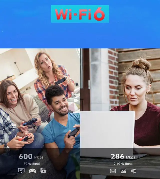 Alt view image 3 of 6 - WiFi6 900Mbps USB Adapter for Desktop/Laptop -  5/2.4GHz USB Wireless Network Adapter for PC, Wifi Dongle Wifi Antenna for Win11/10, Bluetooth 5.3, MU-MIMO, Plug and Play