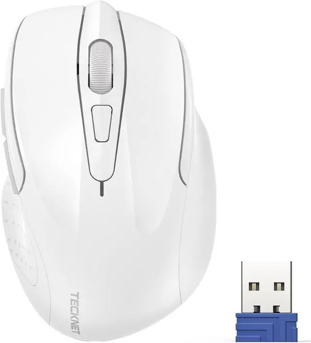 Alt view image 4 of 4 - Corn Electronics 2.4G Wireless Mouse Portable Mobile Optical Mouse with USB Receiver, 5 Adjustable DPI Levels, 6 Buttons for Notebook, PC, Laptop, Computer, Macbook - White