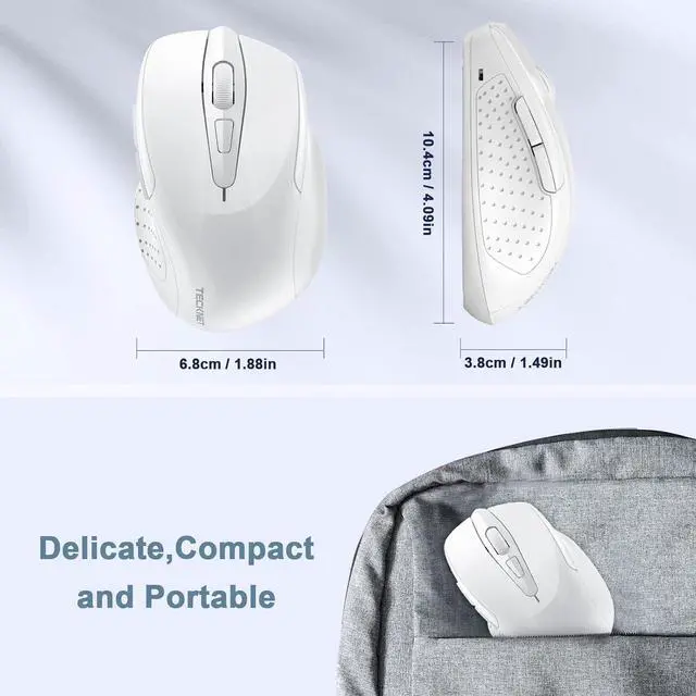 Alt view image 2 of 4 - Corn Electronics 2.4G Wireless Mouse Portable Mobile Optical Mouse with USB Receiver, 5 Adjustable DPI Levels, 6 Buttons for Notebook, PC, Laptop, Computer, Macbook - White