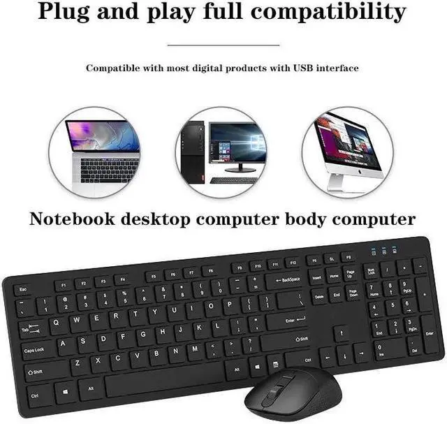 Alt view image 6 of 7 - Corn Electronics  KW201 Wireless Keyboard Suit Game Office Dust Mouse Keyboard Keys 104 Set For Laptop Desktop Windows 98/2000/XP/10/11