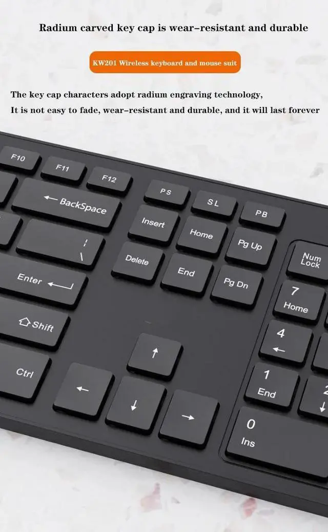 Alt view image 4 of 7 - Corn Electronics  KW201 Wireless Keyboard Suit Game Office Dust Mouse Keyboard Keys 104 Set For Laptop Desktop Windows 98/2000/XP/10/11
