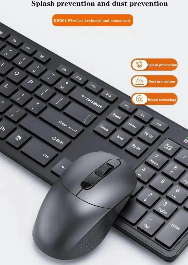 Alt view image 2 of 7 - Corn Electronics  KW201 Wireless Keyboard Suit Game Office Dust Mouse Keyboard Keys 104 Set For Laptop Desktop Windows 98/2000/XP/10/11