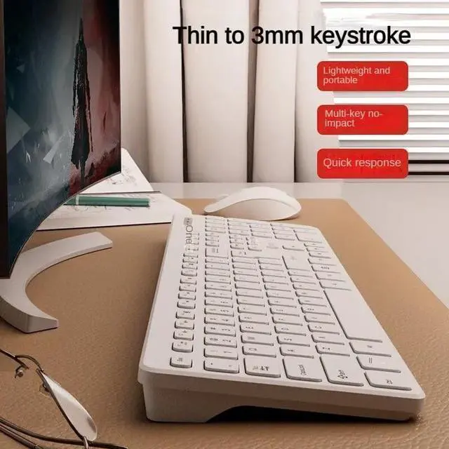 Alt view image 4 of 5 - Corn Electronics KW201 Wireless Keyboard Suit Game Office Dust Mouse Keyboard Keys 104 Set For Laptop Desktop Windows 98/2000/XP/10/11