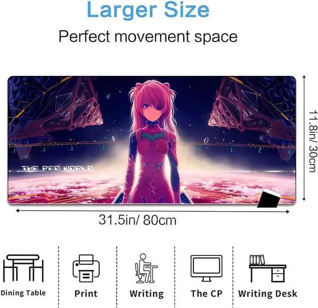 Alt view image 4 of 4 - CORN Anime Large Extended Gaming Mouse pad, Desk Mat with Seamed Edges, Non-Slip Rubber Base, Computer Keyboard Mouse Mat for Gaming, Office & Home, 31.5x11.8 Inch (03)