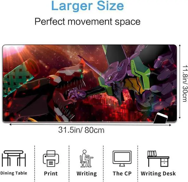 Alt view image 4 of 4 - CORN Anime Large Extended Gaming Mouse pad, Desk Mat with Seamed Edges, Non-Slip Rubber Base, Computer Keyboard Mouse Mat for Gaming, Office & Home, 31.5x11.8 Inch (17)