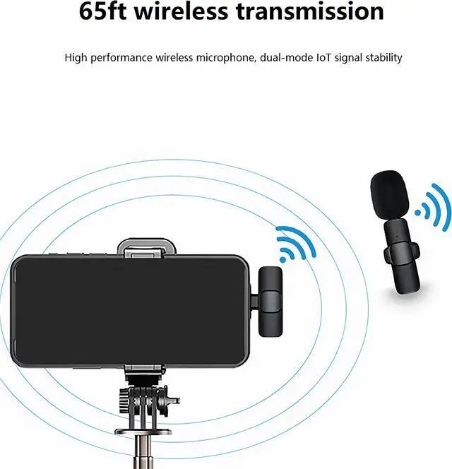 Alt view image 3 of 7 - CORN 2 Pack Professional Wireless Lavalier Microphone for iPhone, iPad & Android, Mini Microphone, Ultra-Low Delay Noise Canceling Microphone for Video Recording, Vlog, YouTube, TikTok