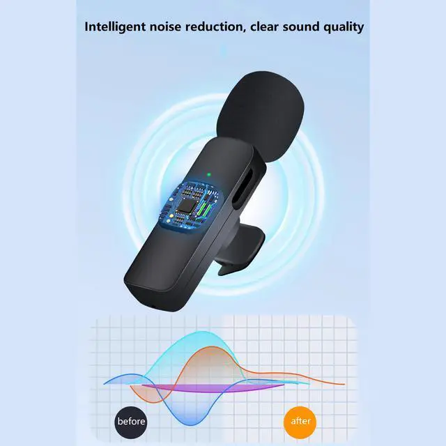 Alt view image 4 of 7 - CORN 2 Pack Professional Wireless Lavalier Microphone for iPhone, iPad & Android, Mini Microphone, Ultra-Low Delay Noise Canceling Microphone for Video Recording, Vlog, YouTube, TikTok