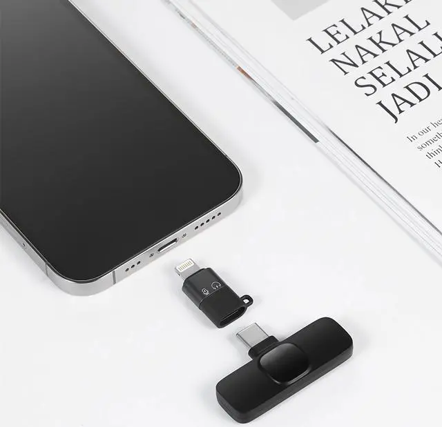 Alt view image 7 of 7 - CORN 2 Pack Professional Wireless Lavalier Microphone for iPhone, iPad & Android, Mini Microphone, Ultra-Low Delay Noise Canceling Microphone for Video Recording, Vlog, YouTube, TikTok