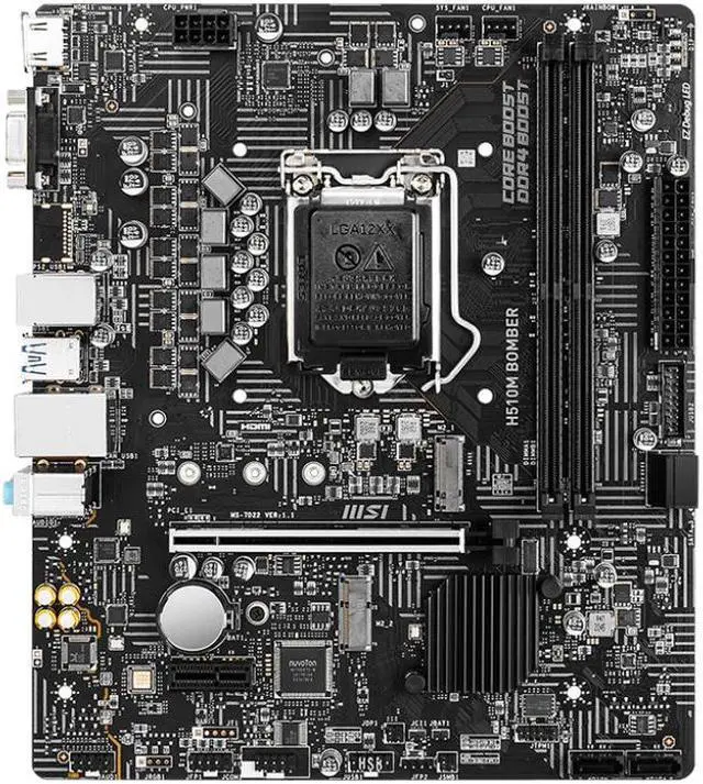 Alt view image 2 of 4 - MSI H510M BOMBER LGA1200 DDR4 PCIe 4.0 Motherboard, Support 10/11th Intel  Core  / Pentium Gold / Celeron  Processor