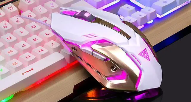Alt view image 2 of 2 - CORN V1 All Non-conflicting  Keys, Ergonomic Design, Cool Exterior Breathing Backlit Wired Mechanical Keyboard And 3200DPI Gaming Mouse Combo For Office And Game - Gold