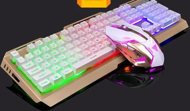 Main image of CORN V1 All Non-conflicting  Keys, Ergonomic Design, Cool Exterior Breathing Backlit Wired Mechanical Keyboard And 3200DPI Gaming Mouse Combo For Office And Game - Gold