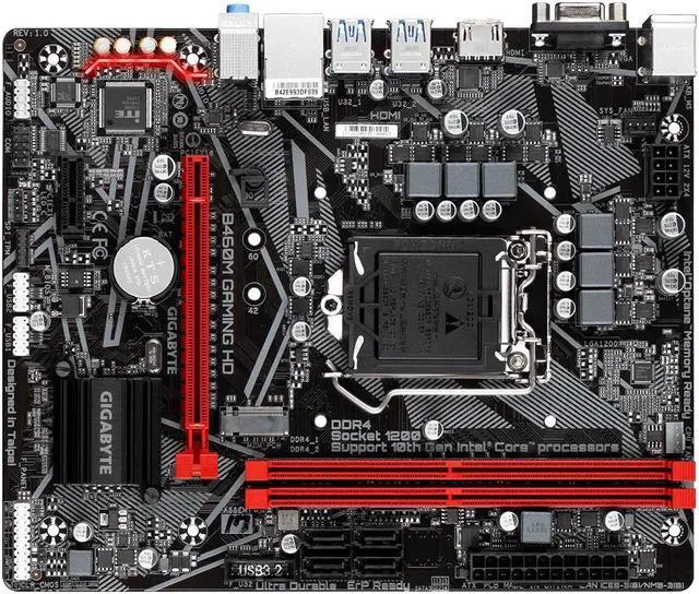 Alt view image 2 of 4 - GIGABYTE B460M Gaming HD Motherboard with GIGABYTE 8118 Gaming LAN, PCIe Gen3 x4 M.2, Anti-Sulfur Resistor, Smart Fan 5