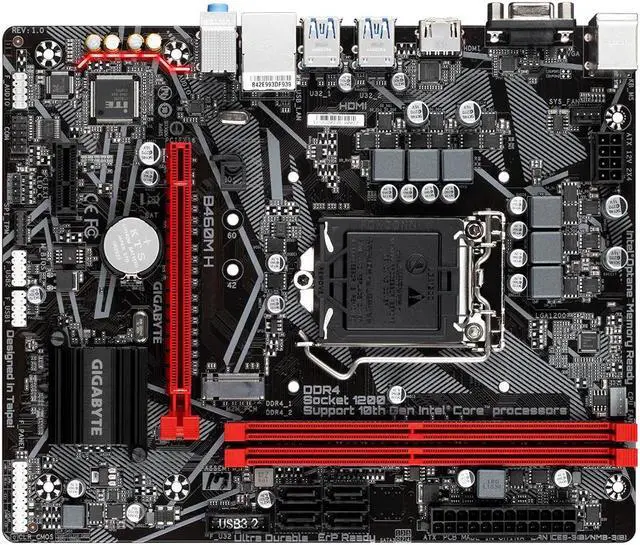Alt view image 2 of 3 - GIGABYTE B460M H Motherboard with GIGABYTE 8118 Gaming LAN, PCIe Gen3 x4 M.2, Anti-Sulfur Resistor, Smart Fan 5