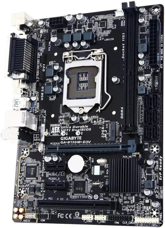 Main image of Gigabyte B150M-D3V Motherboard LGA1151, DDR3, Parallel, M2 SATA, Intel B150