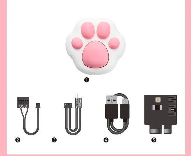 Alt view image 6 of 7 - Wireless Desktop Power Button for PC(Laptop is not compatible), Pink Cute Cat Button White, PVC Elastic Silicone Material
