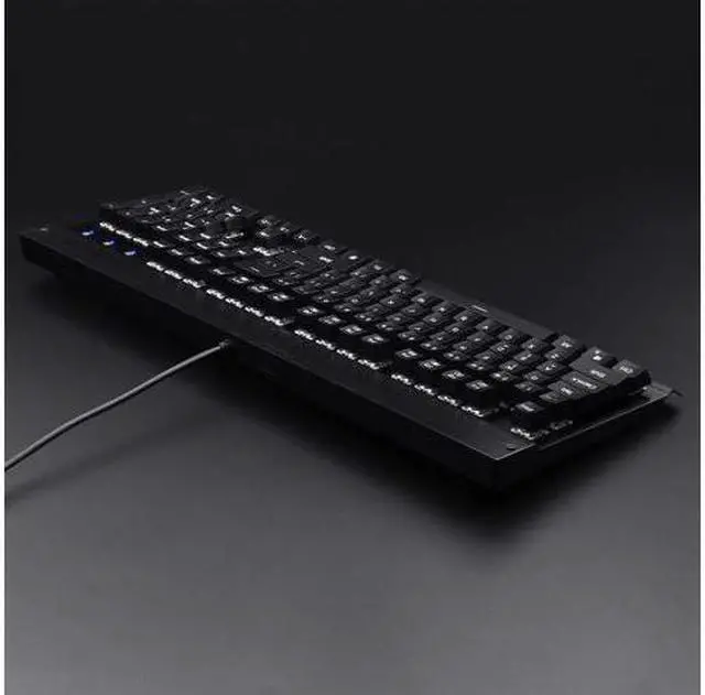 Alt view image 2 of 5 - Corn Mechanical Keyboard Clicky Blue Switch Equivalent Wired Ergonomic Office Keyboard Steel Aluminum Series with 104 Keycaps for Windows PC Home or Business (Black, White Backlit)
