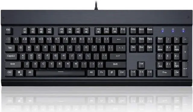 Main image of Corn Mechanical Keyboard Clicky Blue Switch Equivalent Wired Ergonomic Office Keyboard Steel Aluminum Series with 104 Keycaps for Windows PC Home or Business (Black, White Backlit)