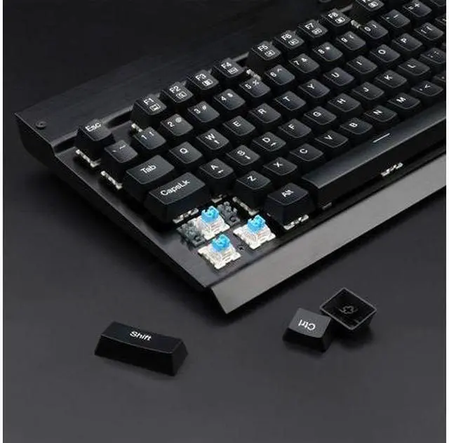 Alt view image 4 of 5 - Corn Mechanical Keyboard Clicky Blue Switch Equivalent Wired Ergonomic Office Keyboard Steel Aluminum Series with 104 Keycaps for Windows PC Home or Business (Black, White Backlit)
