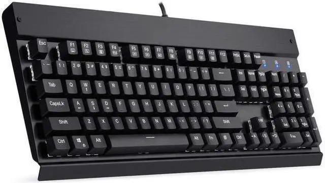 Alt view image 3 of 5 - Corn Mechanical Keyboard Clicky Blue Switch Equivalent Wired Ergonomic Office Keyboard Steel Aluminum Series with 104 Keycaps for Windows PC Home or Business (Black, White Backlit)