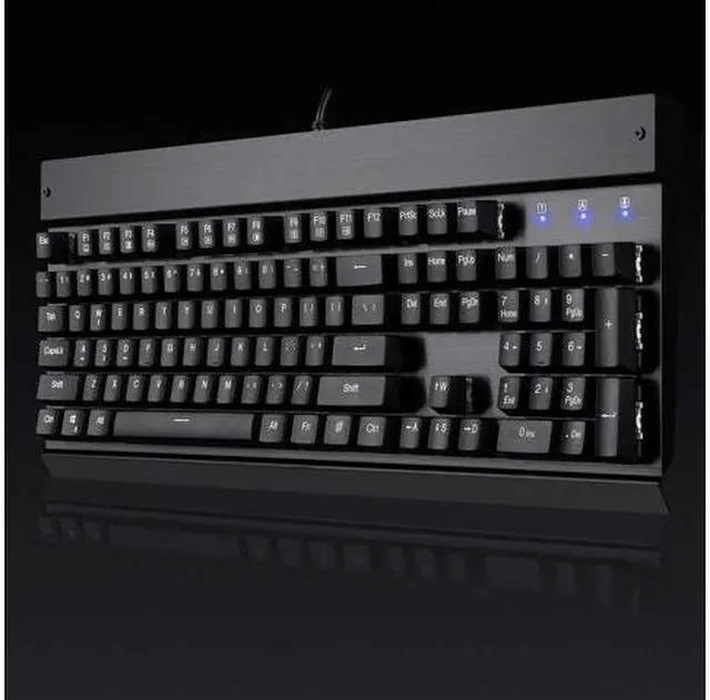 Alt view image 5 of 5 - Corn Mechanical Keyboard Clicky Blue Switch Equivalent Wired Ergonomic Office Keyboard Steel Aluminum Series with 104 Keycaps for Windows PC Home or Business (Black, White Backlit)