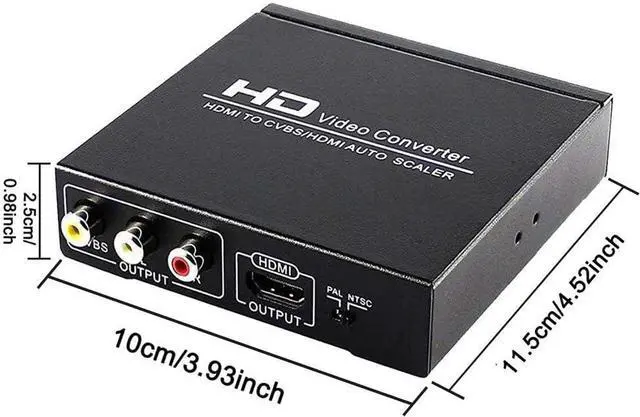 Alt view image 2 of 6 - HDMI to RCA and HDMI Converter, HDMI to AV 3RCA and HDMI Adapter Support 1080P, PAL, NTSC for HD TV and Older TV (Black)