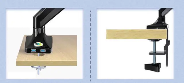 Alt view image 4 of 4 - Single Monitor Mount, 13 to 32 Inch Gas Monitor Arm, Adjustable Stand, Mount with Clamp and Grommet Base - Fits up to 22 lbs LCD Computer Monitors with cable mangerment and USB C