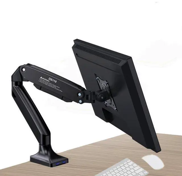 Main image of Single Monitor Mount, 13 to 32 Inch Gas Monitor Arm, Adjustable Stand, Mount with Clamp and Grommet Base - Fits up to 22 lbs LCD Computer Monitors with cable mangerment and USB C