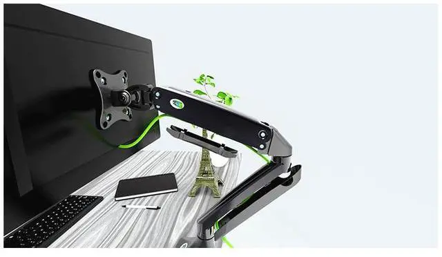 Alt view image 2 of 4 - Single Monitor Mount, 13 to 32 Inch Gas Monitor Arm, Adjustable Stand, Mount with Clamp and Grommet Base - Fits up to 22 lbs LCD Computer Monitors with cable mangerment and USB C