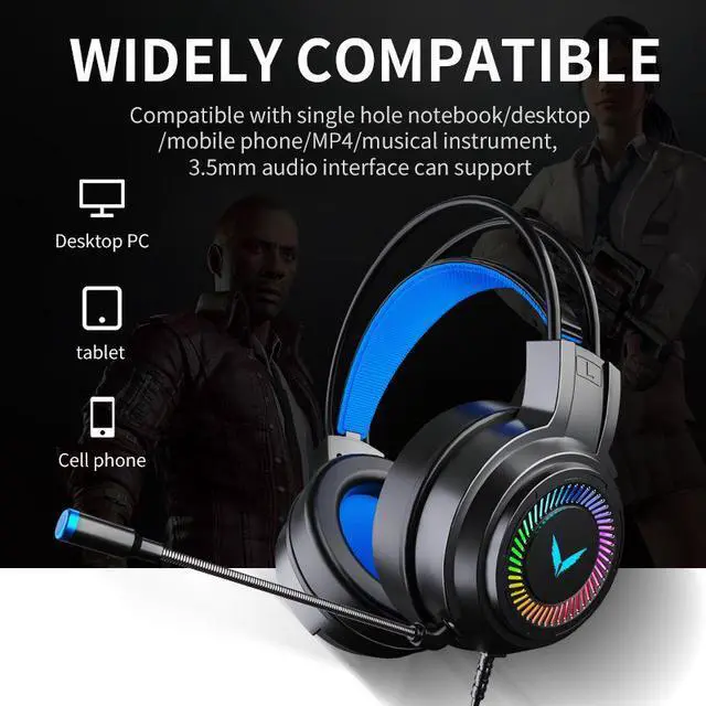 Alt view image 3 of 5 - Gaming Headset for PS4/PS5/PC/Xbox/Nintendo Switch, Xbox One Headset with AI Stereo Microphone Sound, Computer Headset with 3.5mm Jack & 7 colors