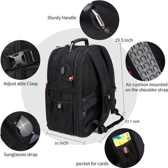 Alt view image 2 of 7 - CORN Large 17 Inch Travel Laptop Backpack with USB Charging Port, College Backpack Airline Approved Business Work Bag Fit 44L Laptops for Men Women Black